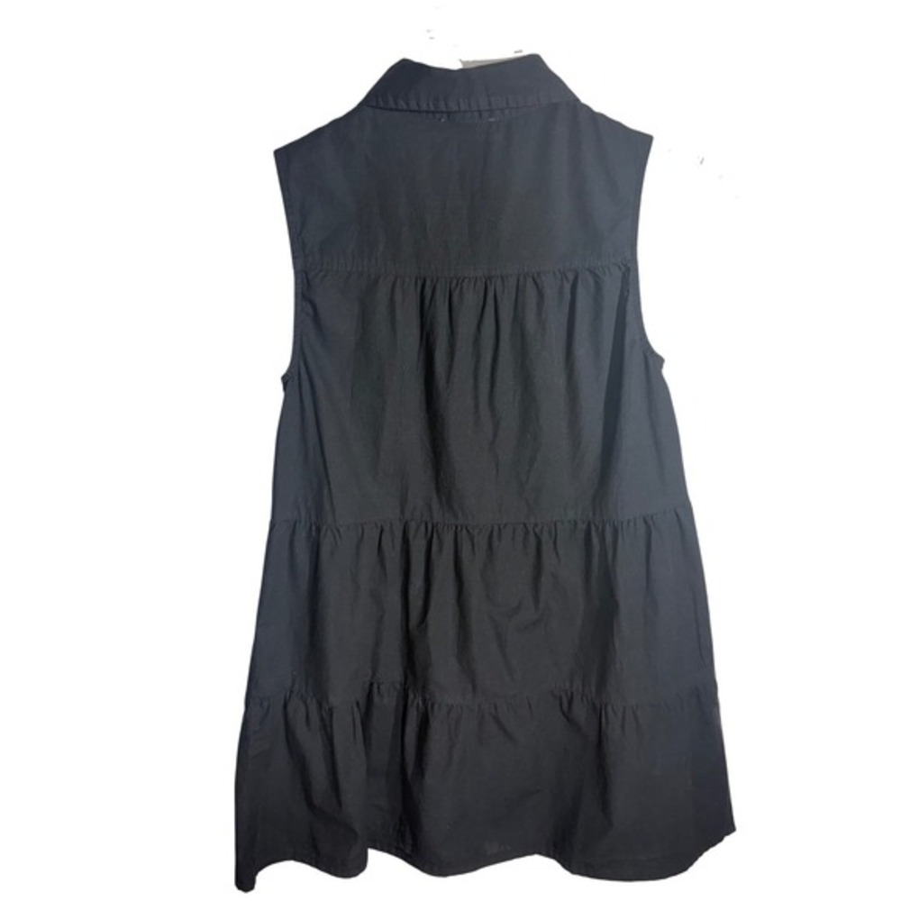 Derek Heart Black Cotton Sleeveless Tiered Babydoll Button Down Top‎ Small - Picture 2 of 7